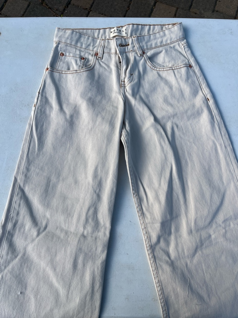 Motel Rocks Wide Leg Jeans in Light Gray